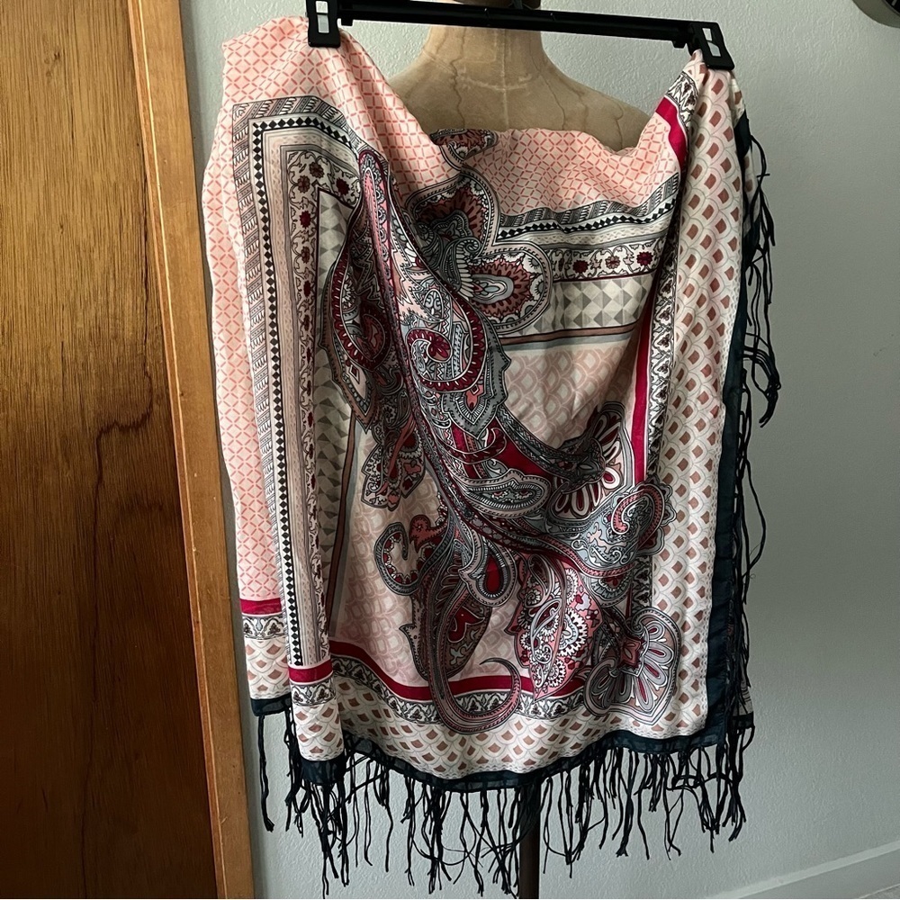 SET of 3 SCARVES H&M Comme Ca Anchor Print Black White Print Fringe - Picture 2 of 9